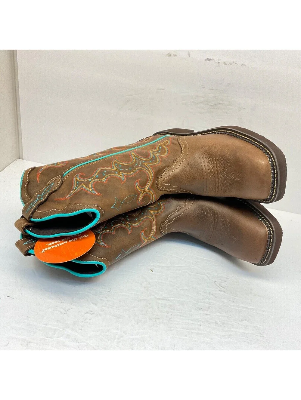 Justin Women's 12” Pull-On Raya Square Toe Western Boots L2900 Tan Size 6B